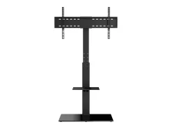 Hot Suporte de TV Giratório SucceBuy, Altura Ajustável para Televisores de 81 a 216 CM, Suporte de Chão Portátil com Base de Vidro Temperado, Quarto Preto