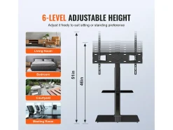 Móvel De Tv* Suporte de TV Giratório SucceBuy, Suporte Universal para Televisores de 81 a 165 CM, Altura Ajustável Preto