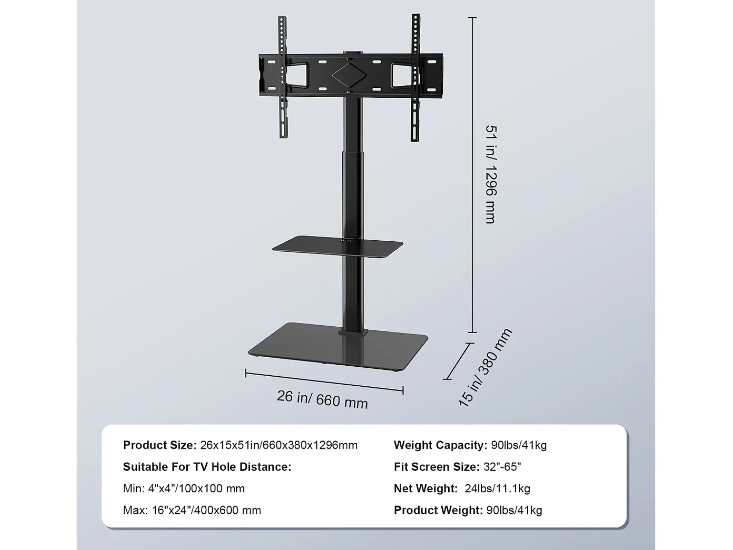 Móvel De Tv* Suporte de TV Giratório SucceBuy, Suporte Universal para Televisores de 81 a 165 CM, Altura Ajustável Preto