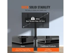 Móvel De Tv* Suporte de TV Giratório SucceBuy, Suporte Universal para Televisores de 81 a 165 CM, Altura Ajustável Preto