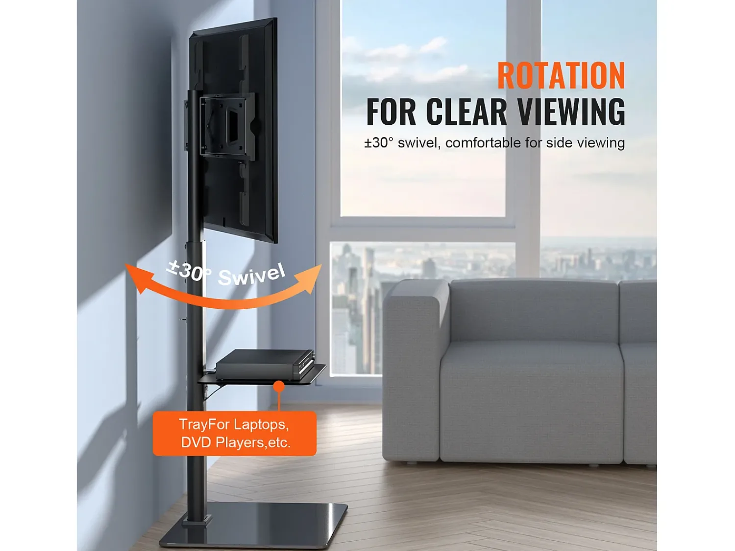 Móvel De Tv* Suporte de TV Giratório SucceBuy, Suporte Universal para Televisores de 81 a 165 CM, Altura Ajustável Preto