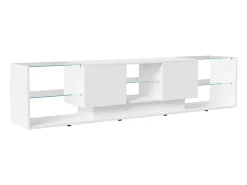 Suporte de TV LED de parede branco – 200 cm, design moderno, vidro temperado, iluminação RGB^ Móvel De Tv