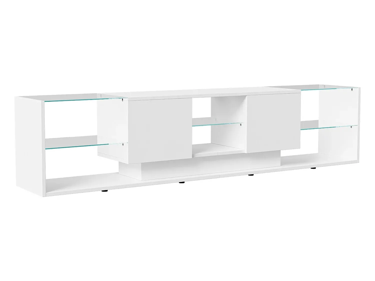 Suporte de TV LED de parede branco – 200 cm, design moderno, vidro temperado, iluminação RGB^ Móvel De Tv