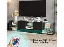 Online Suporte de TV LED de parede preto – 200 cm, design moderno, vidro temperado, iluminação RGB Bege