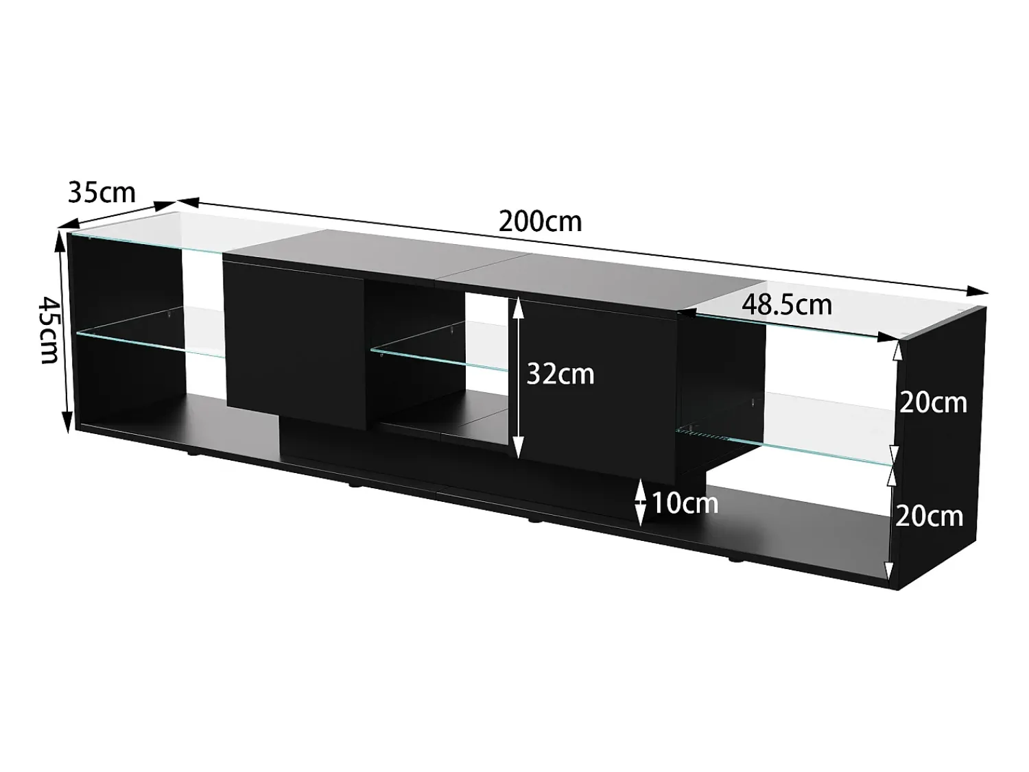 Online Suporte de TV LED de parede preto – 200 cm, design moderno, vidro temperado, iluminação RGB Bege