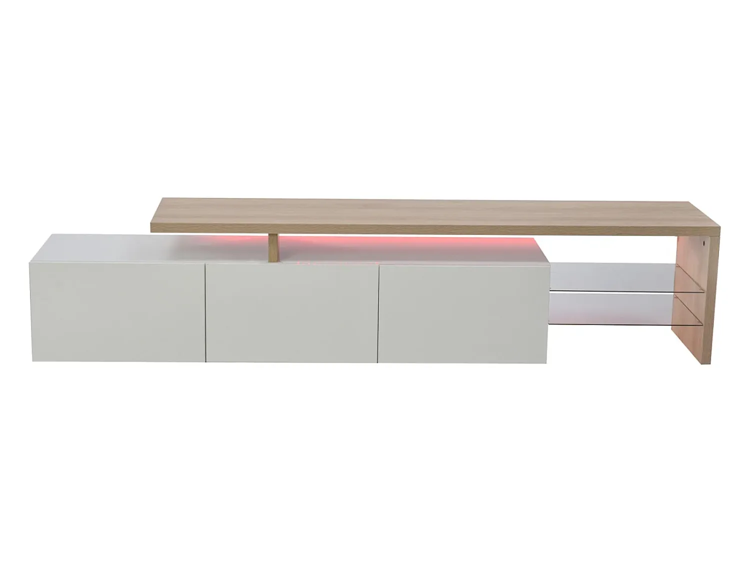 Best Suporte de TV LED moderno – Branco e Carvalho, 200 cm, com carregador europeu Azul