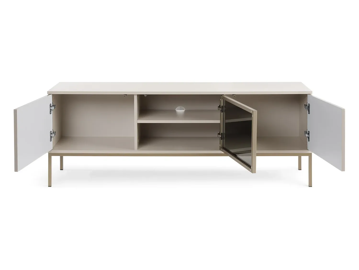 New Suporte de TV moderno com frente canelada, 154×56×39 cm, Caxemira / Ouro Castanho