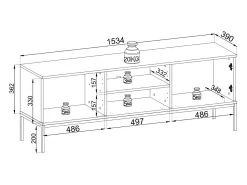 New Suporte de TV moderno com frente canelada, 154×56×39 cm, Caxemira / Ouro Castanho