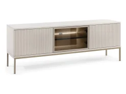 New Suporte de TV moderno com frente canelada, 154×56×39 cm, Caxemira / Ouro Castanho
