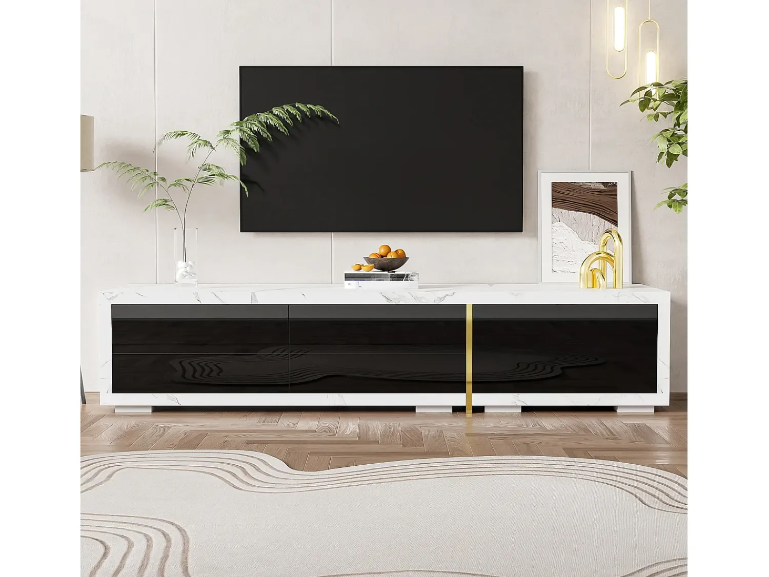 Suporte de TV moderno com altura ajustável (140-260 cm), suporte de TV baixo com função giratória,^ Móvel De Tv