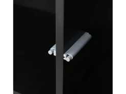 Suporte de TV moderno com luzes LED reguláveis, 3 portas e prateleiras de vidro -^ Móvel De Tv