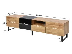 Sale Suporte de TV moderno com design em preto e madeira – amplo espaço de armazenamento, construção robusta. Castanho