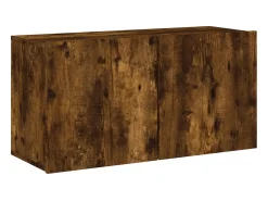 Móvel De Tv|Helloshop26 Suporte de TV multimídia prateleira de TV aparador de TV sala de jantar sala de estar quarto 4 peças carvalho defumado madeira projetada marrom 02_0029242 Castanho