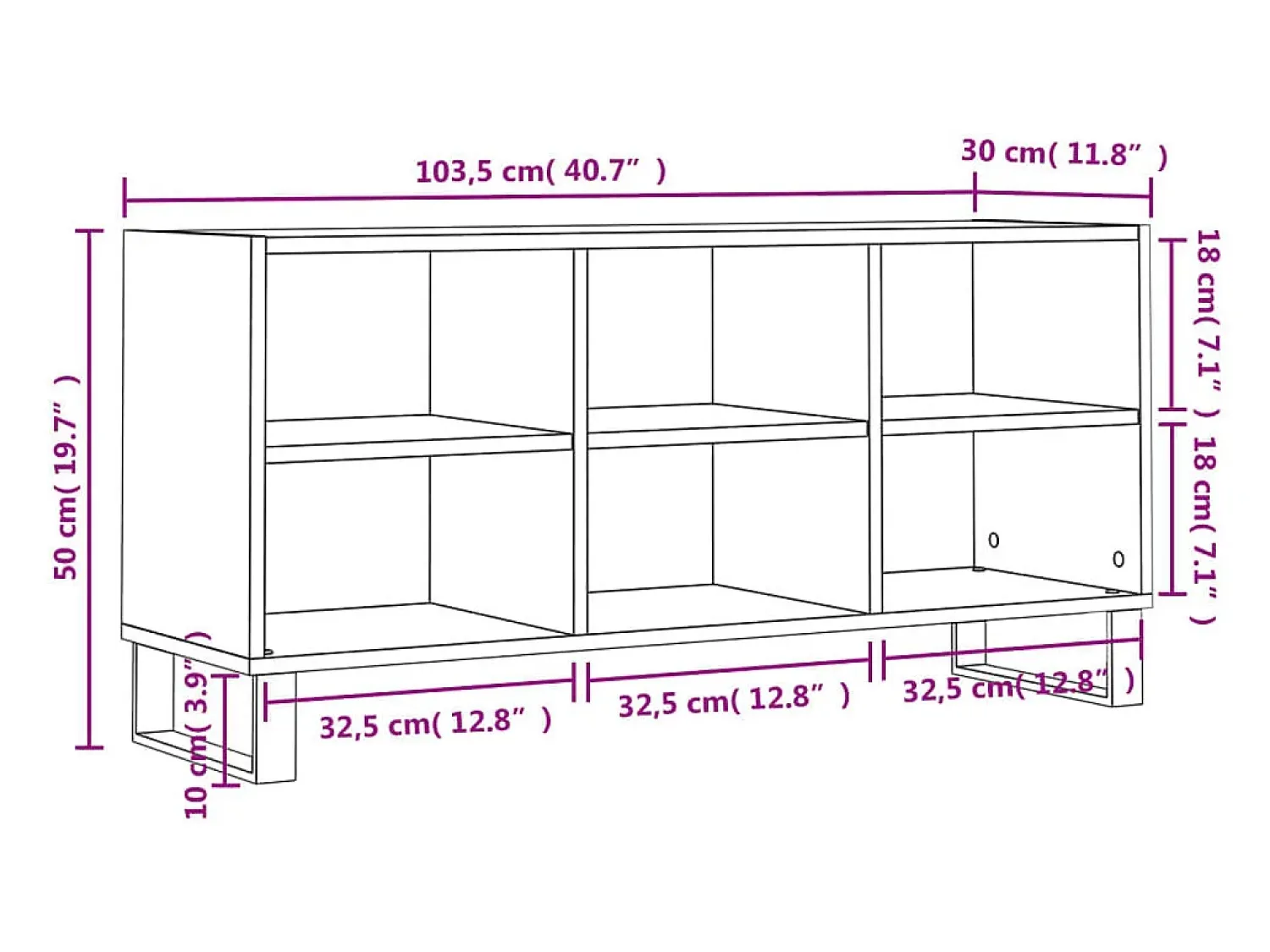 Clearance Helloshop26 Suporte de TV multimídia prateleira de TV aparador de TV sala de jantar sala de estar quarto sonoma 1035 x 30 x 50 cm madeira projetada cinza 02_0028373 Castanho