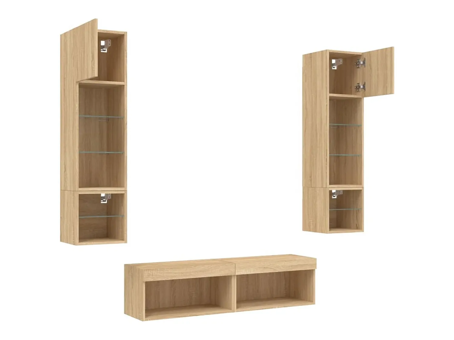 Móvel De Tv*Helloshop26 Suporte de TV multimídia prateleira de TV buffet de TV sala de jantar sala de estar quarto com LED 6 peças carvalho Sonoma madeira projetada marrom 02_0029458 Castanho