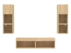 Sale Helloshop26 Suporte de TV multimídia prateleira de TV buffet de TV sala de jantar sala de estar quarto com LED 6 peças carvalho Sonoma madeira projetada marrom 02_0029455 Castanho