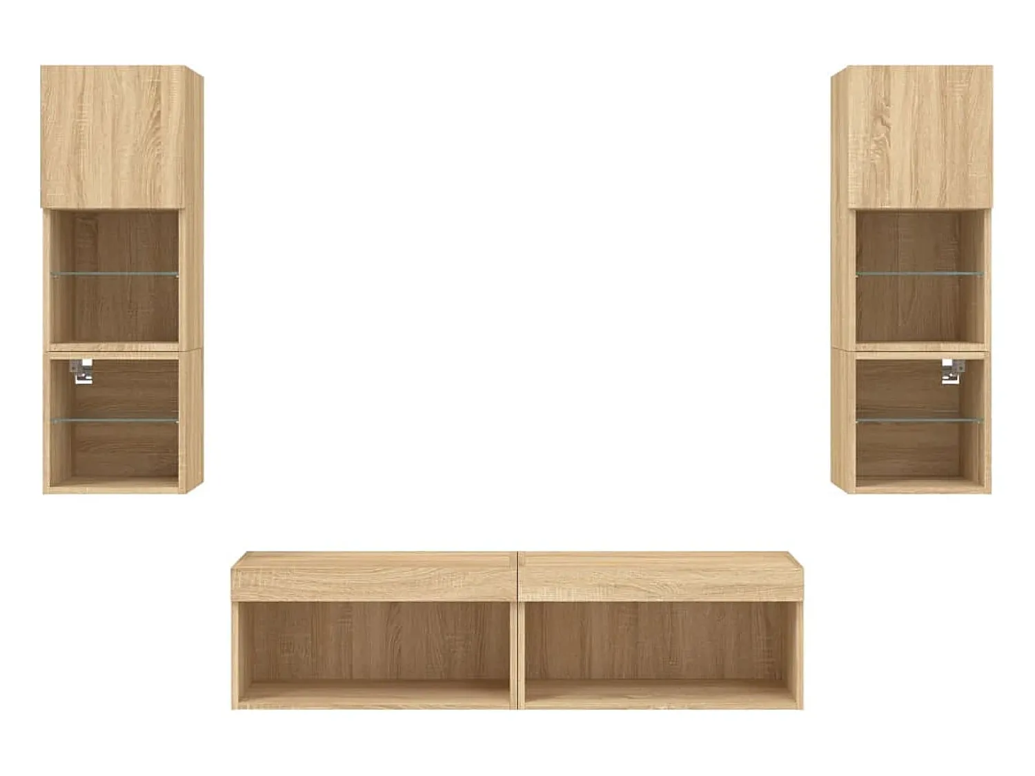Sale Helloshop26 Suporte de TV multimídia prateleira de TV buffet de TV sala de jantar sala de estar quarto com LED 6 peças carvalho Sonoma madeira projetada marrom 02_0029455 Castanho