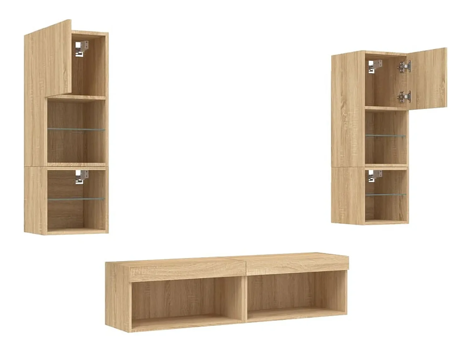 Sale Helloshop26 Suporte de TV multimídia prateleira de TV buffet de TV sala de jantar sala de estar quarto com LED 6 peças carvalho Sonoma madeira projetada marrom 02_0029455 Castanho
