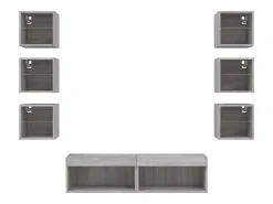 Móvel De Tv*Helloshop26 Suporte de TV multimídia prateleira de TV buffet de TV sala de jantar sala de estar quarto com LED 8 peças Sonoma Engineered Wood cinza 02_0029483 Castanho
