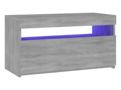 Clearance Helloshop26 Suporte de TV multimídia prateleira de TV aparador armário de TV sala de jantar sala de estar quarto com luzes LED Sonoma 75 x 35 x 40 cm cinza 02_0026828 Cinzento