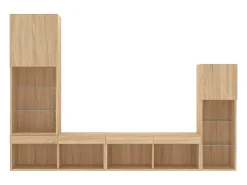Móvel De Tv*Helloshop26 Suporte de TV multimídia prateleira de TV buffet de TV sala de jantar sala de estar quarto com LED 4 peças carvalho Sonoma madeira projetada marrom 02_0029363 Castanho