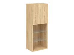Móvel De Tv*Helloshop26 Suporte de TV multimídia prateleira de TV buffet de TV sala de jantar sala de estar quarto com LED 4 peças carvalho Sonoma madeira projetada marrom 02_0029363 Castanho