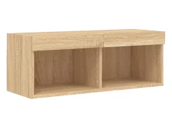 Móvel De Tv*Helloshop26 Suporte de TV multimídia prateleira de TV buffet de TV sala de jantar sala de estar quarto com LED 4 peças carvalho Sonoma madeira projetada marrom 02_0029363 Castanho