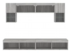 Discount Helloshop26 Suporte de TV multimídia prateleira de TV buffet de TV sala de jantar sala de estar quarto com LED 6 peças Sonoma Engineered Wood cinza 02_0029463 Castanho