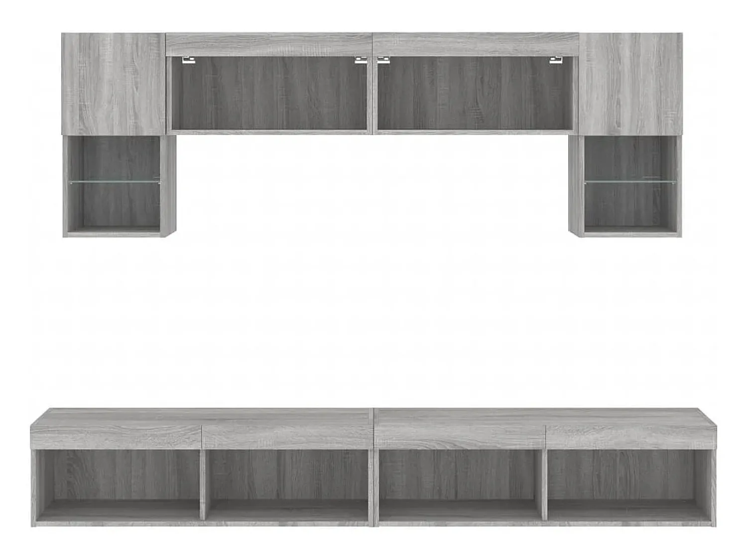 Discount Helloshop26 Suporte de TV multimídia prateleira de TV buffet de TV sala de jantar sala de estar quarto com LED 6 peças Sonoma Engineered Wood cinza 02_0029463 Castanho