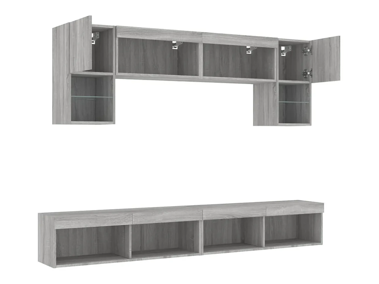 Discount Helloshop26 Suporte de TV multimídia prateleira de TV buffet de TV sala de jantar sala de estar quarto com LED 6 peças Sonoma Engineered Wood cinza 02_0029463 Castanho