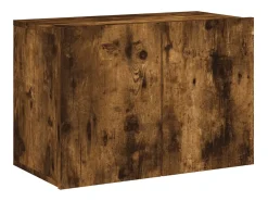 Móvel De Tv|Helloshop26 Suporte de TV multimídia prateleira de TV aparador de TV sala de jantar sala de estar quarto 5 peças carvalho defumado madeira projetada marrom 02_0029287 Castanho