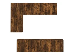 Móvel De Tv|Helloshop26 Suporte de TV multimídia prateleira de TV aparador de TV sala de jantar sala de estar quarto 5 peças carvalho defumado madeira projetada marrom 02_0029287 Castanho