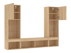 Outlet Helloshop26 Suporte de TV multimídia prateleira de TV buffet de TV sala de jantar sala de estar quarto com LED 5 peças carvalho Sonoma madeira projetada marrom 02_0029418 Castanho