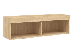 Outlet Helloshop26 Suporte de TV multimídia prateleira de TV buffet de TV sala de jantar sala de estar quarto com LED 5 peças carvalho Sonoma madeira projetada marrom 02_0029418 Castanho