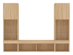 Outlet Helloshop26 Suporte de TV multimídia prateleira de TV buffet de TV sala de jantar sala de estar quarto com LED 5 peças carvalho Sonoma madeira projetada marrom 02_0029418 Castanho