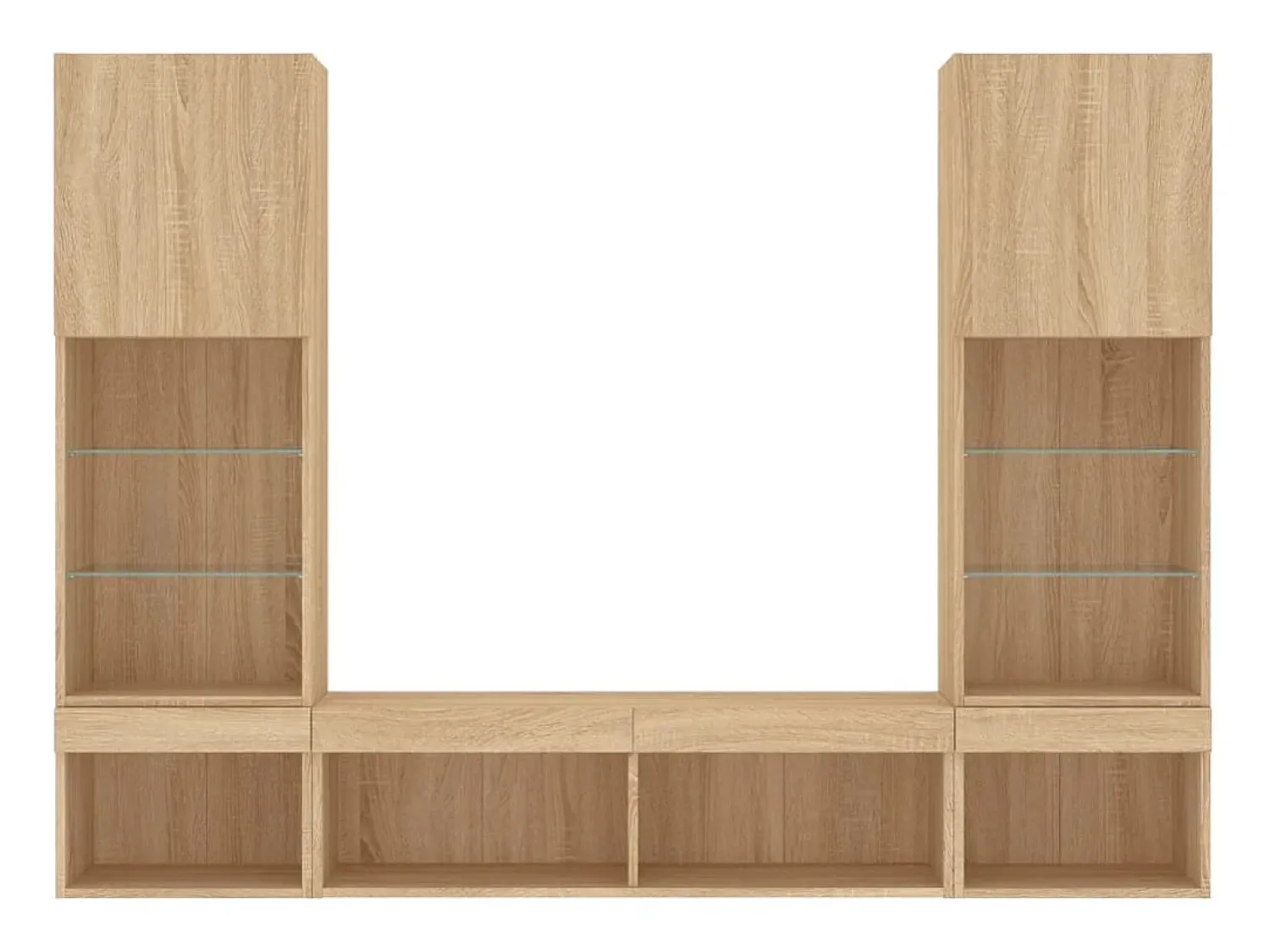 Outlet Helloshop26 Suporte de TV multimídia prateleira de TV buffet de TV sala de jantar sala de estar quarto com LED 5 peças carvalho Sonoma madeira projetada marrom 02_0029418 Castanho