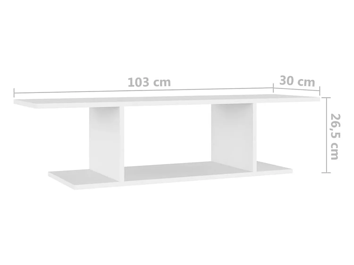 Helloshop26 Suporte de TV multimídia prateleira de TV armário de TV aparador de TV sala de jantar sala de estar quarto montado na parede 103 x 30 x 26,5 cm 02_0027745^ Móvel De Tv