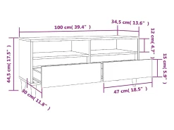 Móvel De Tv|Helloshop26 Suporte de TV multimídia prateleira de TV aparador de TV sala de jantar sala de estar quarto 100 x 345 x 445 cm madeira projetada cinza 02_0025475 Castanho