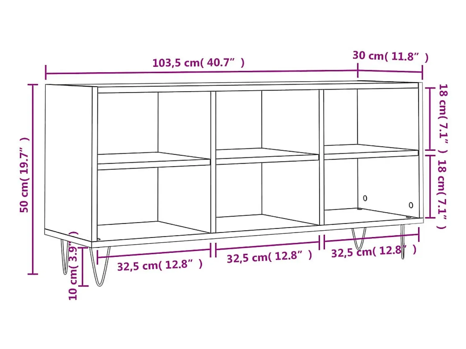 Helloshop26 Suporte de TV multimídia prateleira de TV aparador de TV sala de jantar sala de estar quarto 1035 x 30 x 50 cm madeira projetada cinza 02_0025642 Castanho