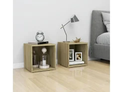 Helloshop26 Suporte de TV multimídia prateleira de TV aparador de TV sala de jantar sala de estar quarto carvalho Sonoma 37 x 35 x 37 cm madeira de engenharia marrom 02_0027525^ Móvel De Tv