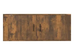 Best Helloshop26 Suporte de TV multimídia prateleira de TV armário de TV sala de jantar sala de estar quarto montado na parede carvalho defumado 100 x 34,5 x 40 cm marrom 02_0028122 Castanho