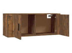 Best Helloshop26 Suporte de TV multimídia prateleira de TV armário de TV sala de jantar sala de estar quarto montado na parede carvalho defumado 100 x 34,5 x 40 cm marrom 02_0028122 Castanho