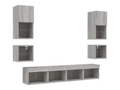 Móvel De Tv*Helloshop26 Suporte de TV multimídia prateleira de TV buffet de TV sala de jantar sala de estar quarto com LED 8 peças Sonoma Engineered Wood cinza 02_0029484 Castanho
