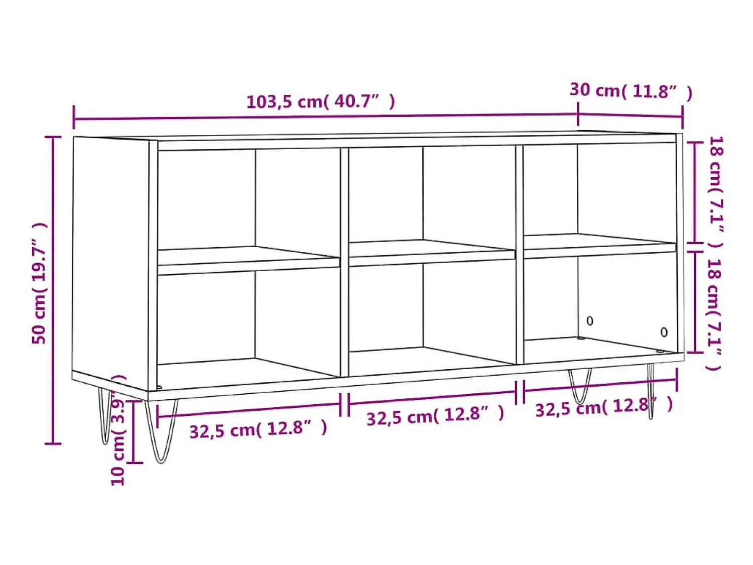 Sale Helloshop26 Suporte de TV multimídia prateleira de TV aparador de TV sala de jantar sala de estar quarto sonoma 1035 x 30 x 50 cm madeira projetada cinza 02_0028372 Castanho