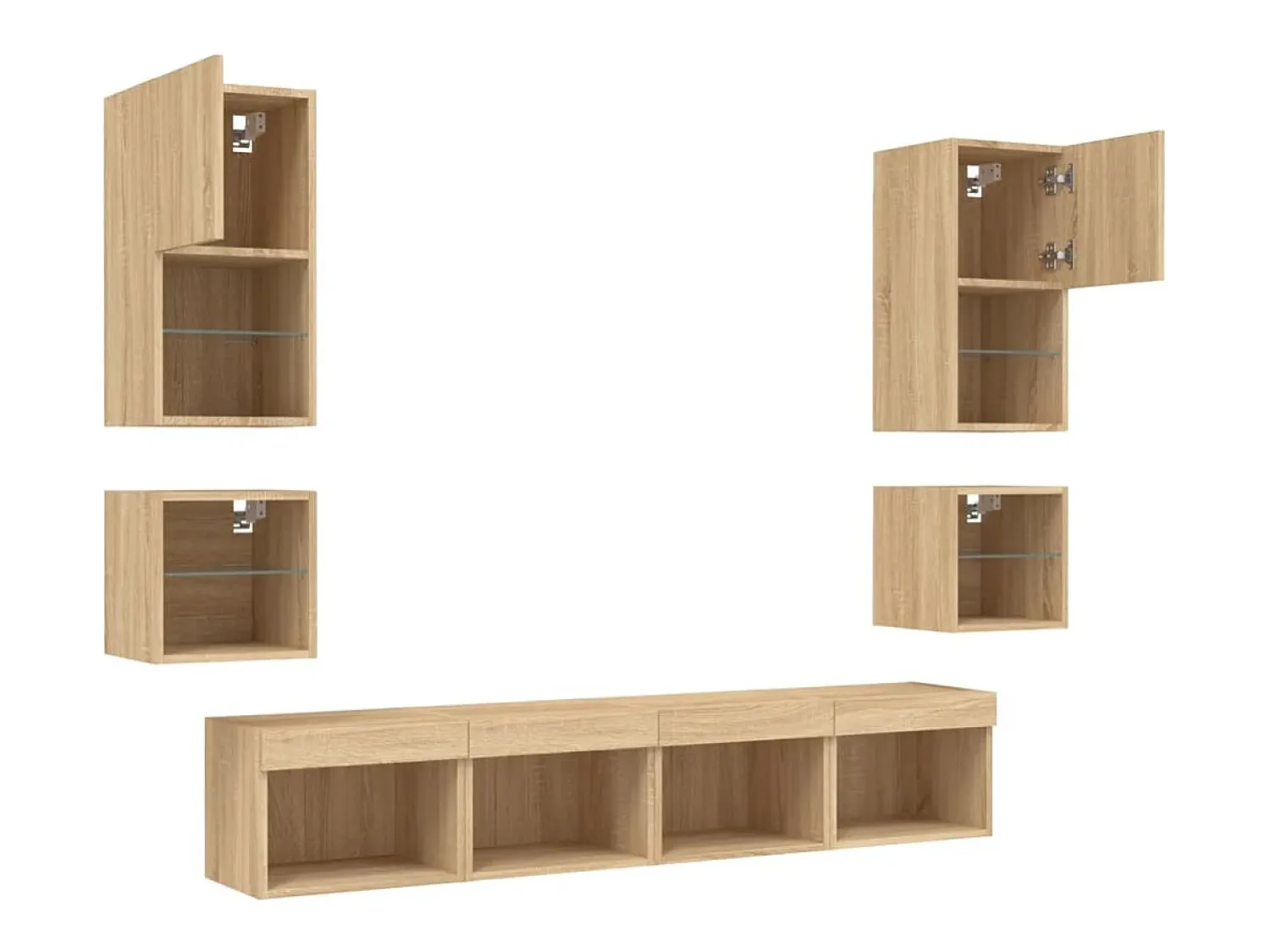 Helloshop26 Suporte de TV multimídia prateleira de TV buffet de TV sala de jantar sala de estar quarto com LED 8 peças carvalho Sonoma madeira projetada marrom 02_0029481^ Móvel De Tv