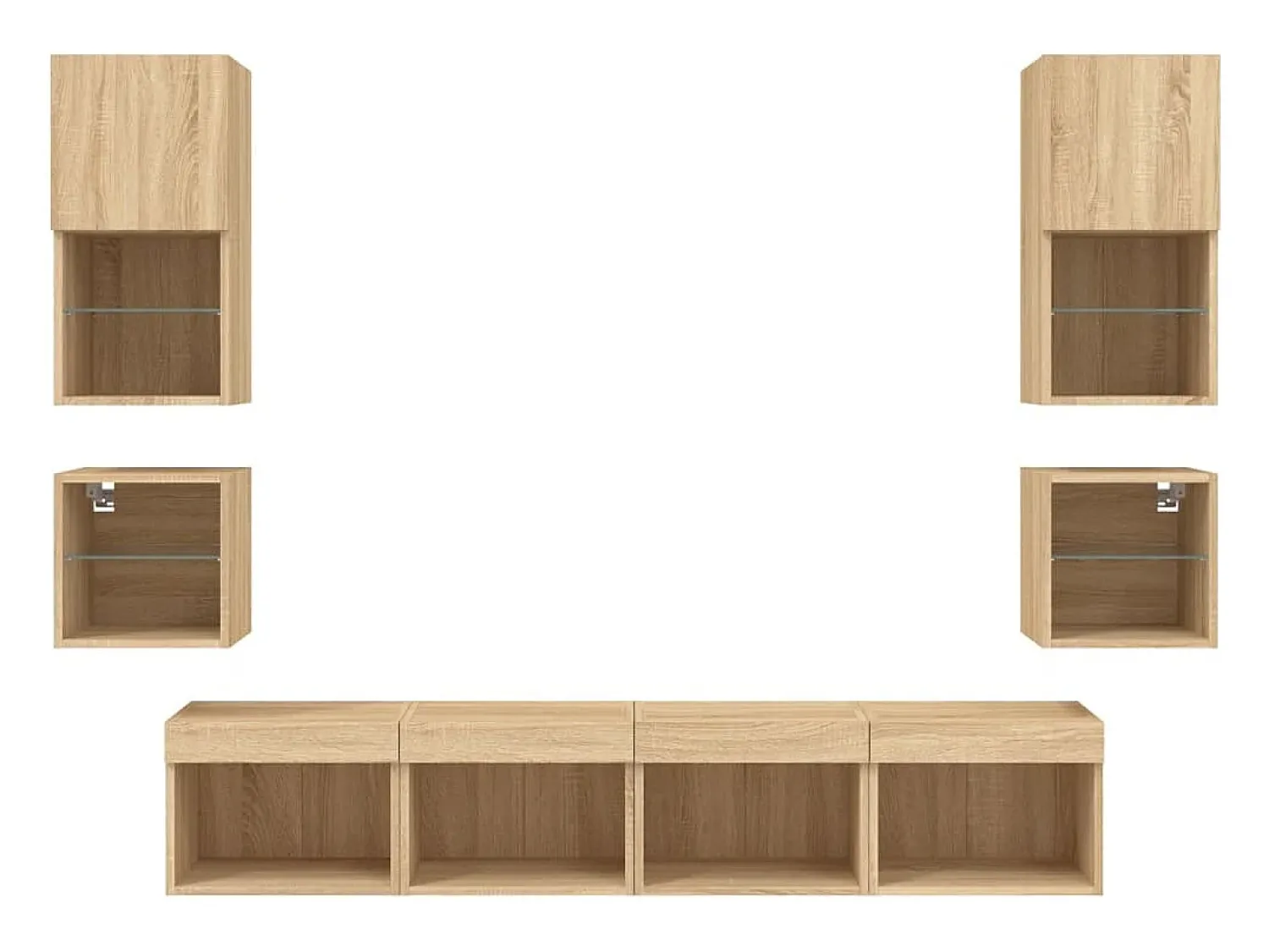 Helloshop26 Suporte de TV multimídia prateleira de TV buffet de TV sala de jantar sala de estar quarto com LED 8 peças carvalho Sonoma madeira projetada marrom 02_0029481^ Móvel De Tv