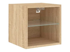 Móvel De Tv|Helloshop26 Suporte de TV multimídia prateleira de TV buffet de TV sala de jantar sala de estar quarto com LED 8 peças carvalho Sonoma madeira projetada marrom 02_0029482 Castanho