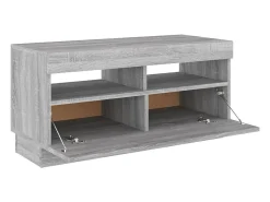 Móvel De Tv|Helloshop26 Suporte de TV multimídia prateleira de TV aparador armário de TV sala de jantar sala de estar quarto com luzes LED Sonoma 80 x 35 x 40 cm cinza 02_0026830 Cinzento