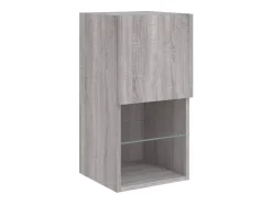 Móvel De Tv|Helloshop26 Suporte de TV multimídia prateleira de TV buffet de TV sala de jantar sala de estar quarto com LED 6 peças Sonoma Engineered Wood cinza 02_0029460 Castanho