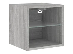 Móvel De Tv|Helloshop26 Suporte de TV multimídia prateleira de TV buffet de TV sala de jantar sala de estar quarto com LED 6 peças Sonoma Engineered Wood cinza 02_0029460 Castanho